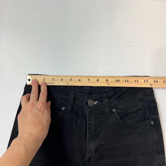 Acne Jeans Women High Rise‎ Straight Leg Denim Jeans Raw Hem Black 27 Core - Picture 8 of 13